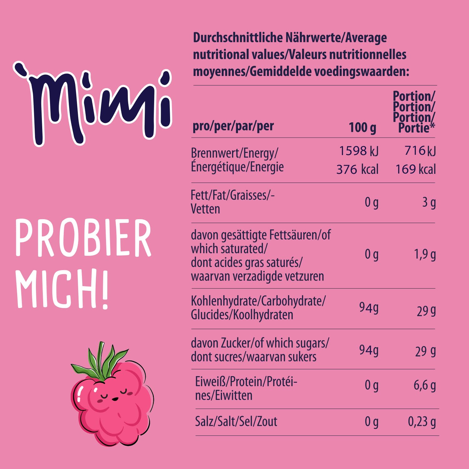Mimi Milk Mix Yogur Frambuesa Bebida Polvo 24 x 400 g - Pack de Almacenamiento - Polvo de bebida soluble en leche con sabor a fresa - Soluble en frío y caliente - Ideal para ocio, oficina, familia