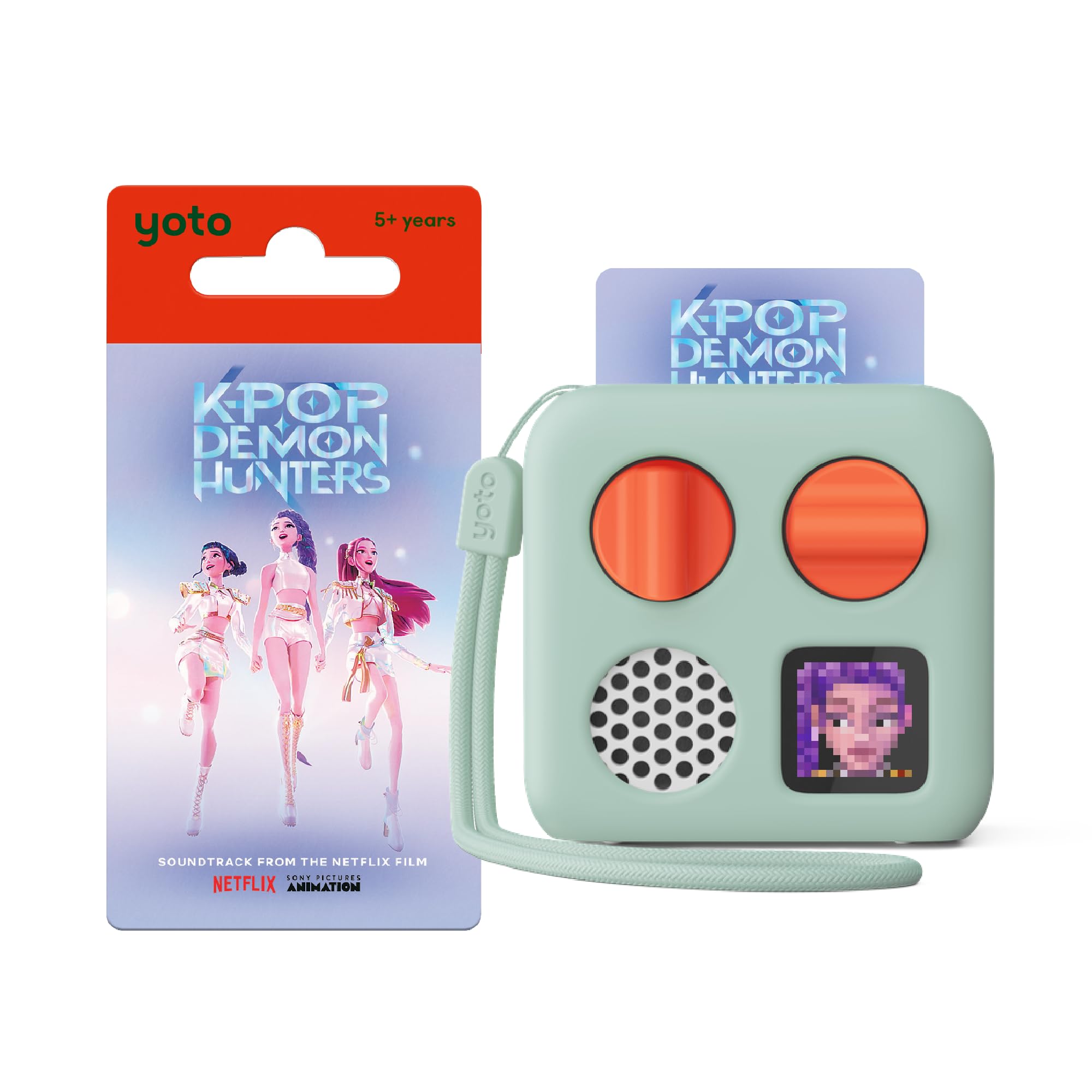 YOTO Mini Bundle + Kpop Demon Hunters + Frog Soup Adventure Jacket - Kids Screen-Free Bluetooth Audio Player, All-in-1 Travel Device Plays Stories Music Podcast Radio Ok-to-Wake Clock, Speaker