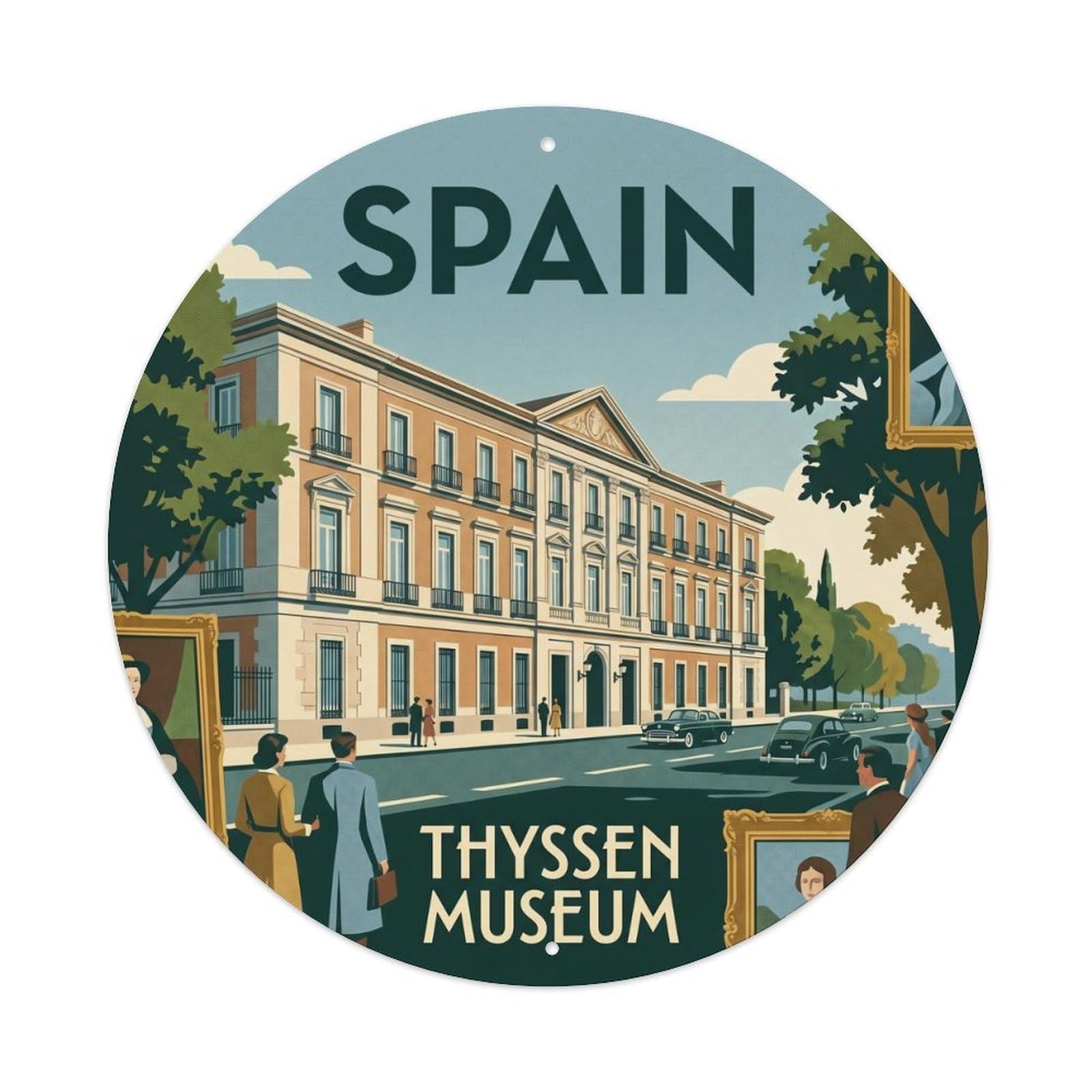 Madrid Thyssen Museum Spain Historic Travel Metal Tin Sign