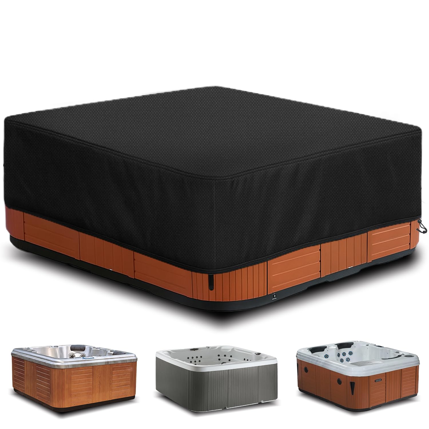Housse De Protection Spa Couverture,Bache Spa ImperméAble,Tissu Oxford 420D,Bain à Remous Étanche à la poussière et aux UV Coupe Vent - Noir (200 * 200 * 85 cm)