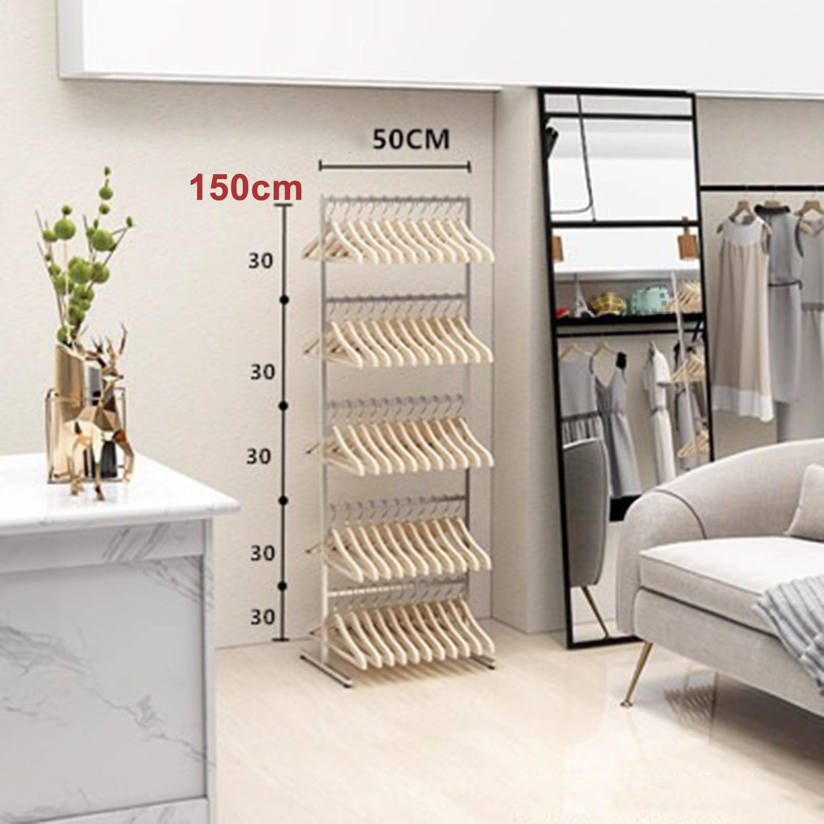 Soporte para perchas de ropa, estante de almacenamiento para perchas, apilador de perchas, soporte organizador de metal, soporte de almacenamiento para perchas comerciales al por menor