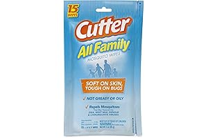 Cutter All Family Mosquito Wipes, Insect Repellent, DEET Bug Wipes
