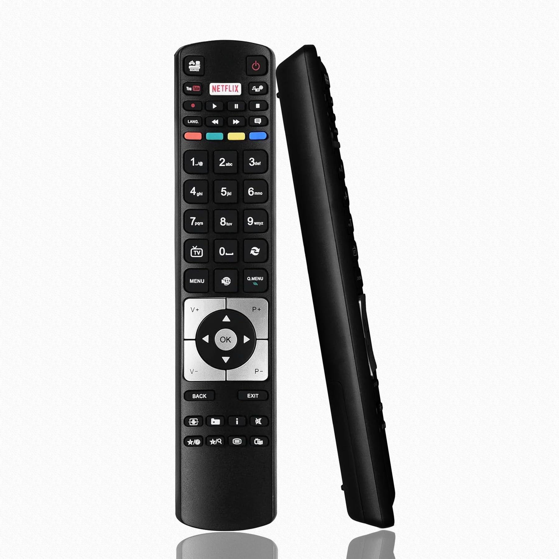 JUSFURLIFERC5118 Remote Control Replacement Fit for Telefunken/Digihome/Alba/Polaroid/FINLUX/Bush/Hitachi TV, No Setup Required Telefunken TV Remote Control with Netflix YouTube Buttons