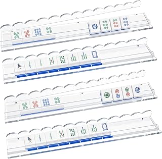 4 Pack 20 Inch Acrylic Scalloped Mahjong Racks with Magnetic Pushers