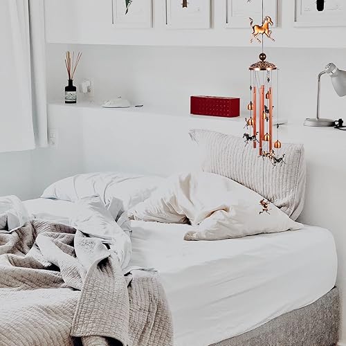 Miniatura 2 de Yardwe Campanilla de viento vintage Feng Shui colgante de caballo, tubo colgante de caballo, campanillas de viento conmemorativas de metal, campanas