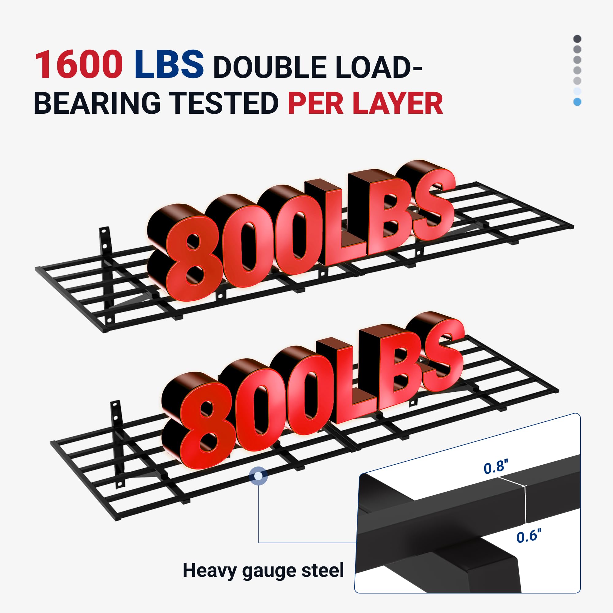 FLEXIMOUNTS 2x6ft Heavy Duty Garage Storage Wall Shelving, 1600lbs Total Weight Capacity, 2 Pack Wall Mounted Storage Rack, 24x75 inch Rack Floating Shelves for Garage Organization, Snap Assembly