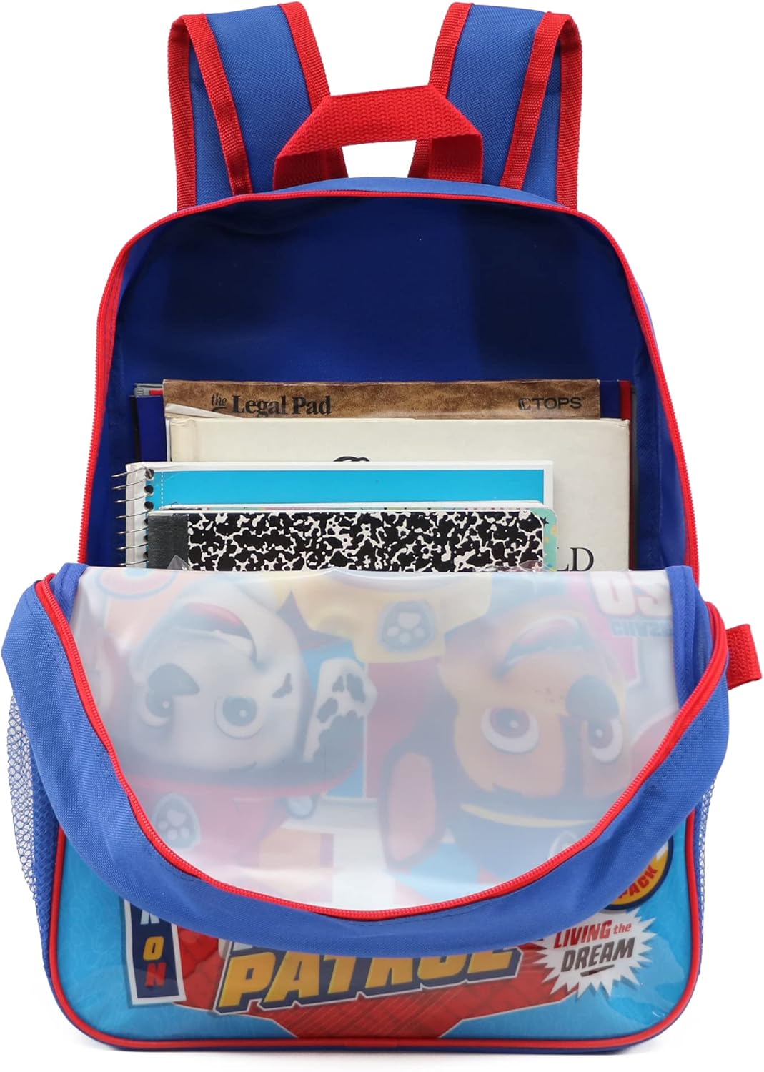 Ruz Paw Patrol Boys 16 Inch Backpack With Removable Matching Lunch Box Set (Blue-Light Blue-Red) - Image 5
