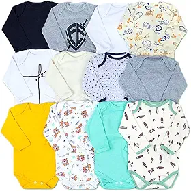 Kit 10 Bodies Manga Longa Bebê Suedine 100% Algodão – Menino Menina Neutro Conforto e Qualidade Loja Era Uma Vez