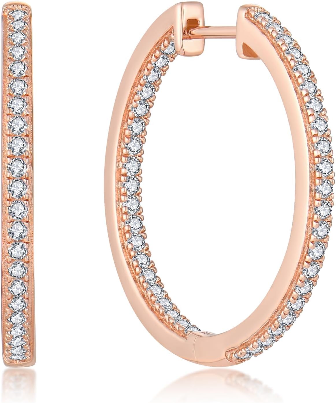 925 Sterling Silver Hoop Earrings for Women, Cubic Zirconia White Gold Rose Gold 18k Gold Plated Hoop Earring Gift for Her