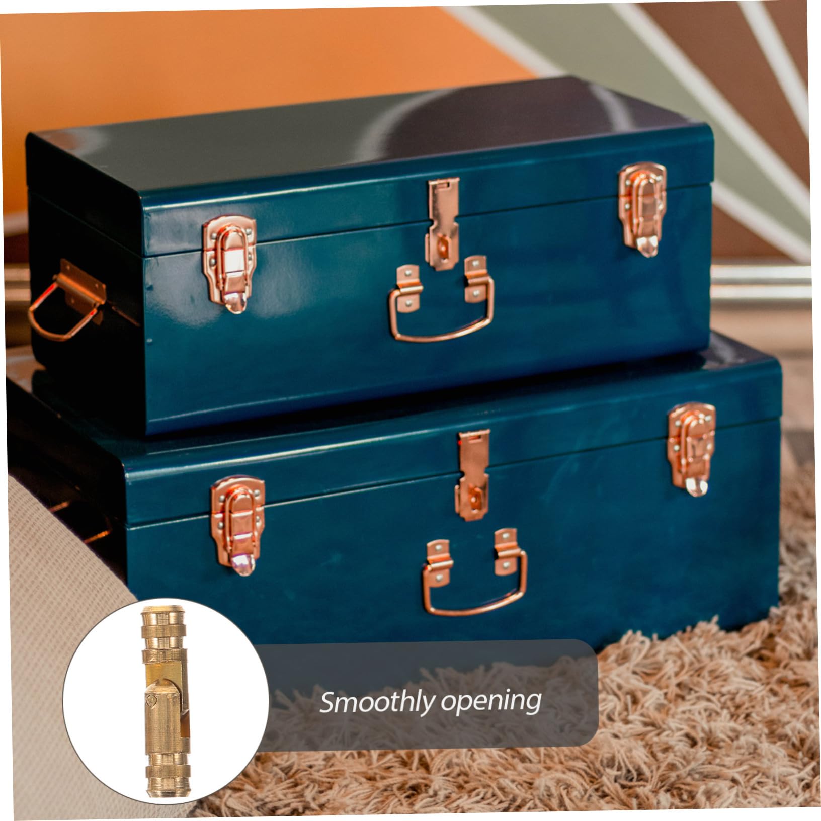 SOESFOUFU 50pcs 4x17mm Brass Hinge Decorative Box Lid Hinge Self Closing Spring for Jewelry Box