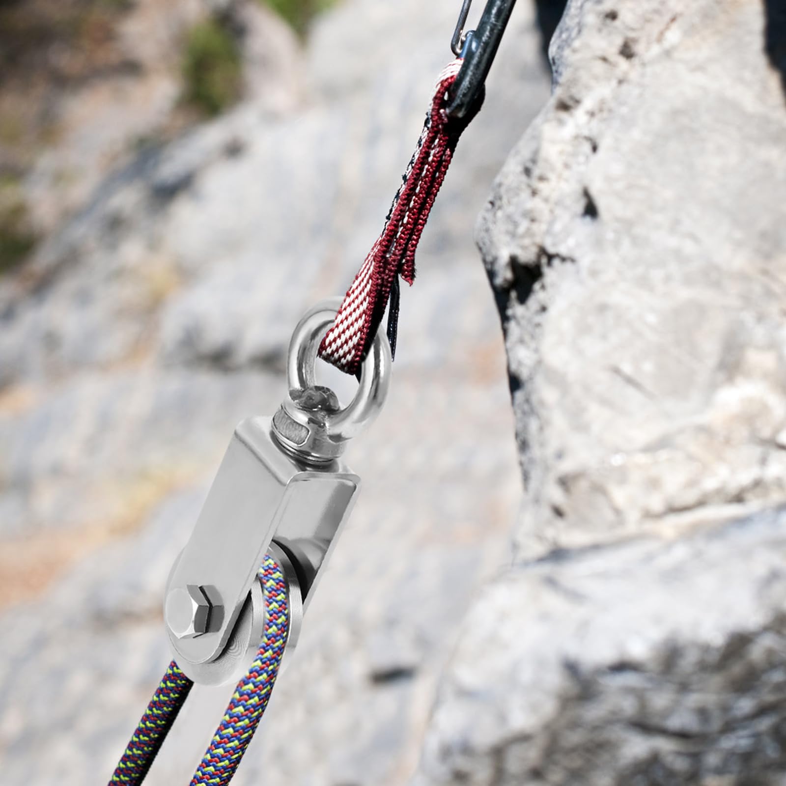 Polea de acero inoxidable de alto rendimiento de 34 mm con rodamiento de bolas, capacidad de carga de 250 kg, ideal para sistemas de cuerda, duradera y fiable (1 unidad)