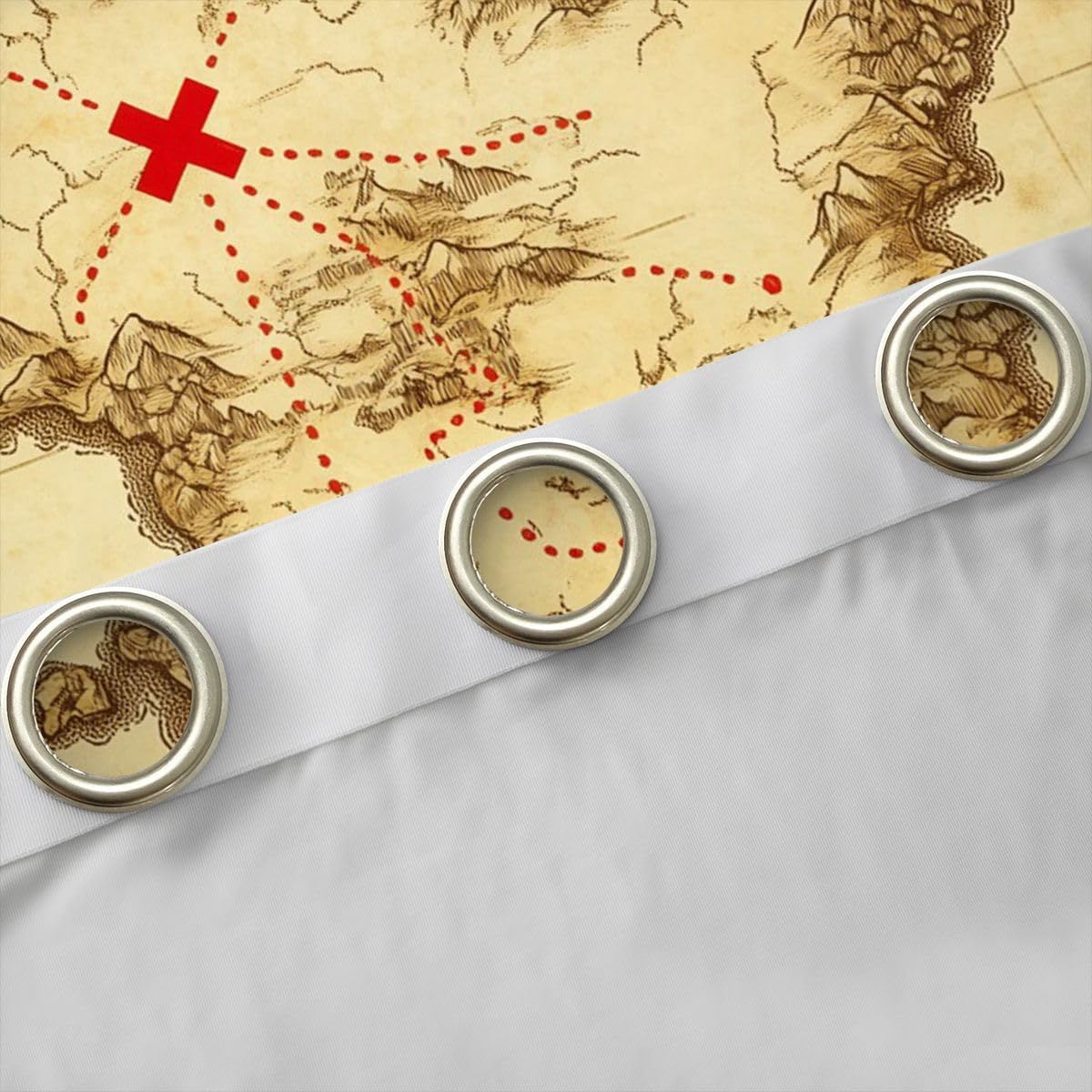 Feelyou Nautical Island Map Curtains Kids Vintage Old Map Pirate Ship Window Curtains for Bedroom Living Room Ocean Ancient Pirate Skull Window Treatments Decor,42 X 84 Inches,2 Panels