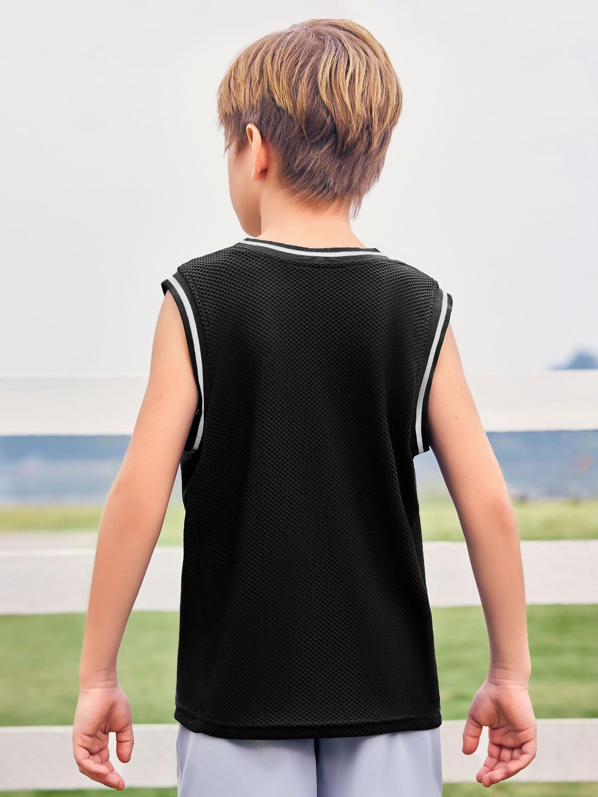 Haloumoning Canottiera estiva sportiva per bambini, leggera, senza maniche, maglietta da basket