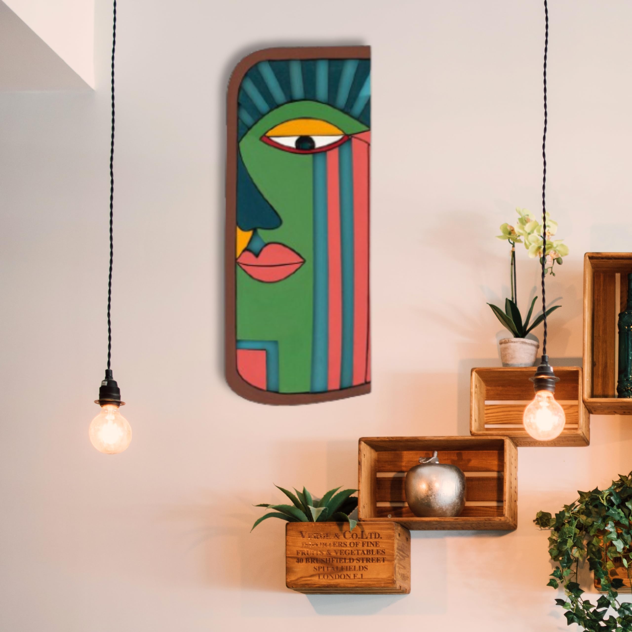 Wooden 3D Wall Mask Sculpture For Wall Decor, Unique Wall Decorative Item For Home, Office, Living Room Wall Decor