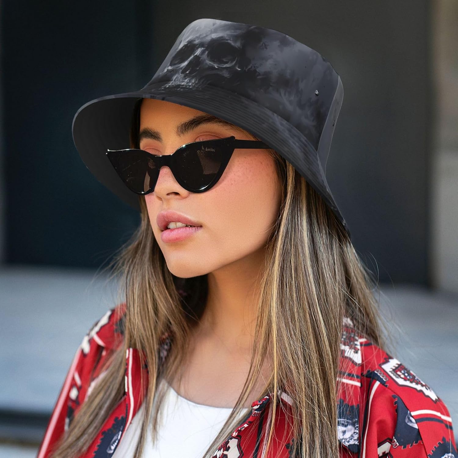 Horror Ghost Skull Print Winter Bucket Hat Packable Unisex Sun Hat Summer Travel Beach Fishing Cap for Men Women Black