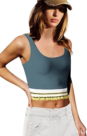 LAMISSCHE Womens Sports Bras Workout Tank Tops with Built in Bras Sleeveless Crop Padded Tank Athletic Gym Yoga Camisole