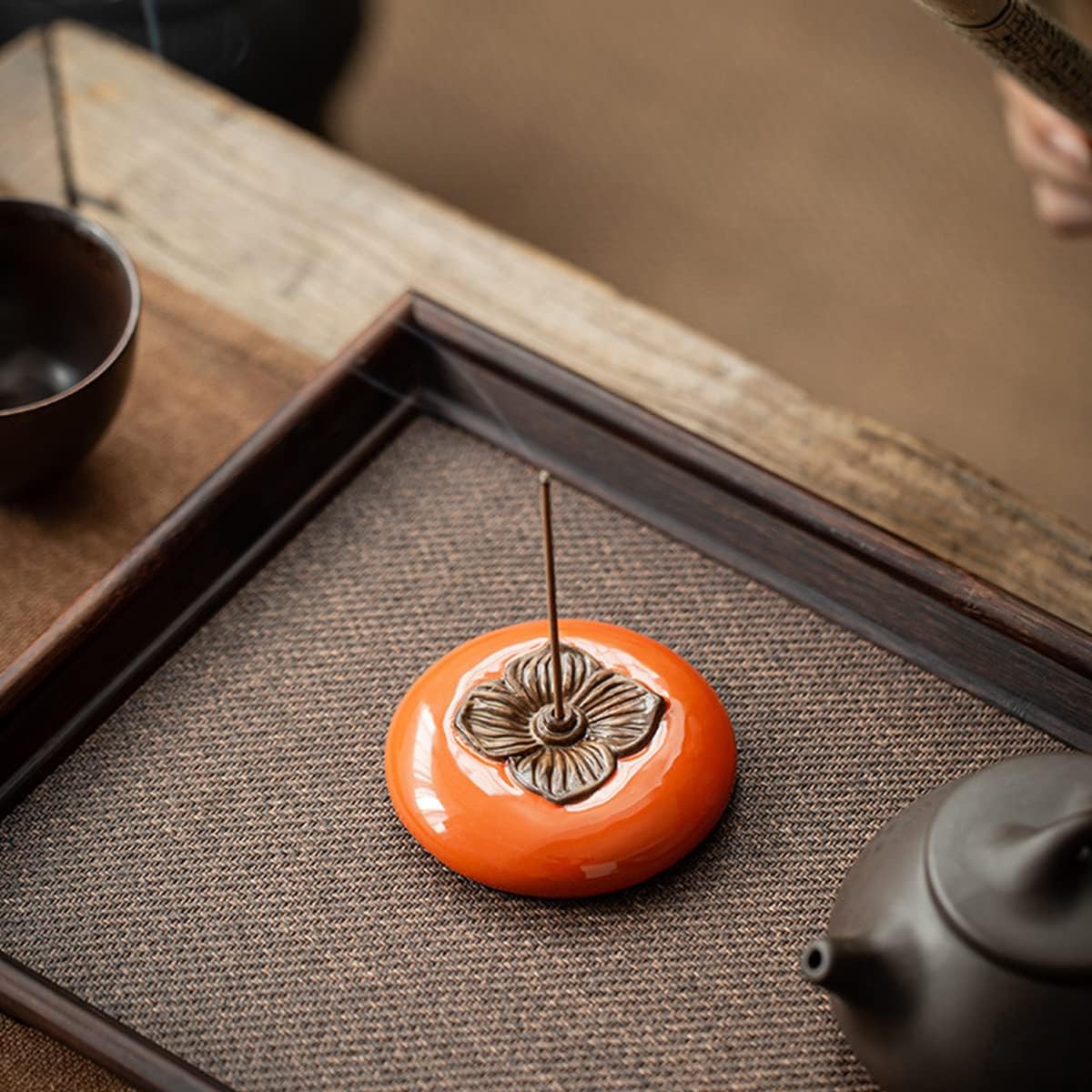 Incense Holder Orange Persimmon Tray for Incense Stick Set for Office Yoga and Livingroom Decorate Home 3Pc (3)