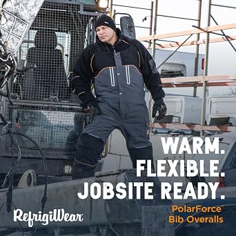 RefrigiWear Insulated Bib Overalls for Men - Wind-Resistant Work Bibs -40F Winter Overalls - Mens Insulated Coveralls