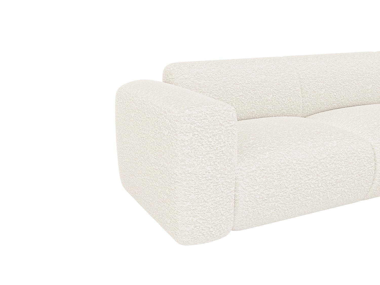 Vente-unique - Großes Ecksofa mit Recamiere mit Rückenlehne - Ecke rechts - Bouclé-Stoff - Weiß - POGNI von Maison Céphy
