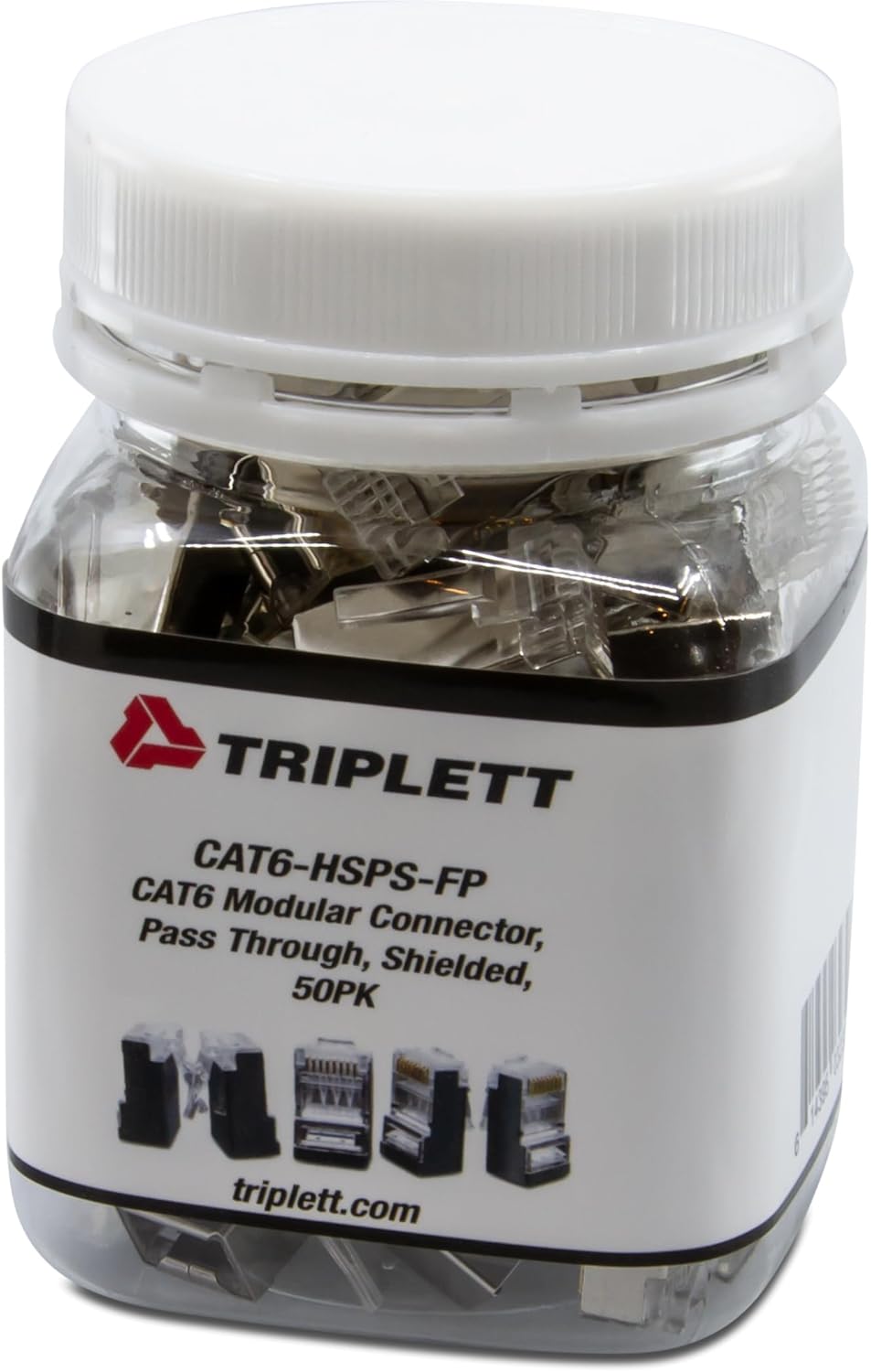 Triplett CAT6-HSPS-FP CAT6 RJ45 Shielded Pass-Thru Modular Connectors, 50 Pack