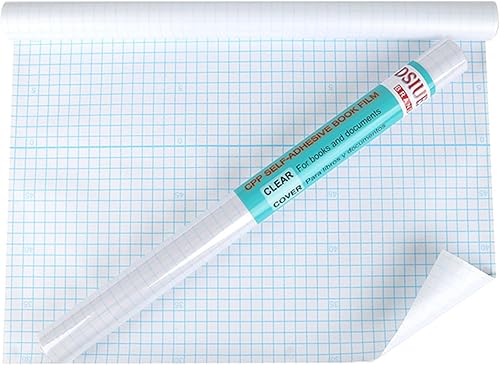 DSIUE Papel de contacto transparente para libros, rollo de papel de contacto autoadhesivo transparente de 17.7 pulgadas x 10 pies