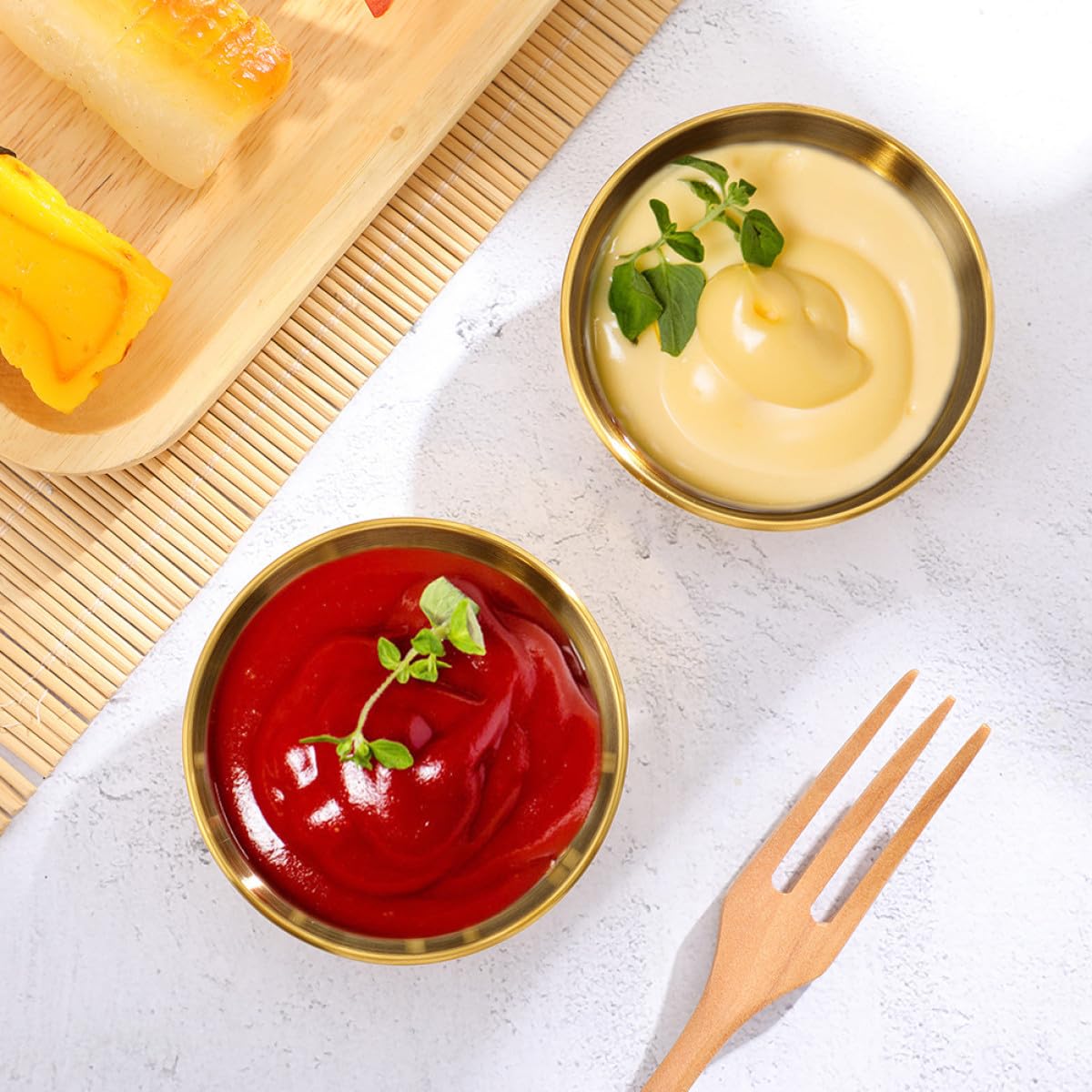 Toyvian Juego de 8 Platos y Cuencos para Salsas de Acero Inoxidable Dorado Diseño Simple y Limpio para Restaurantes y Comedor
