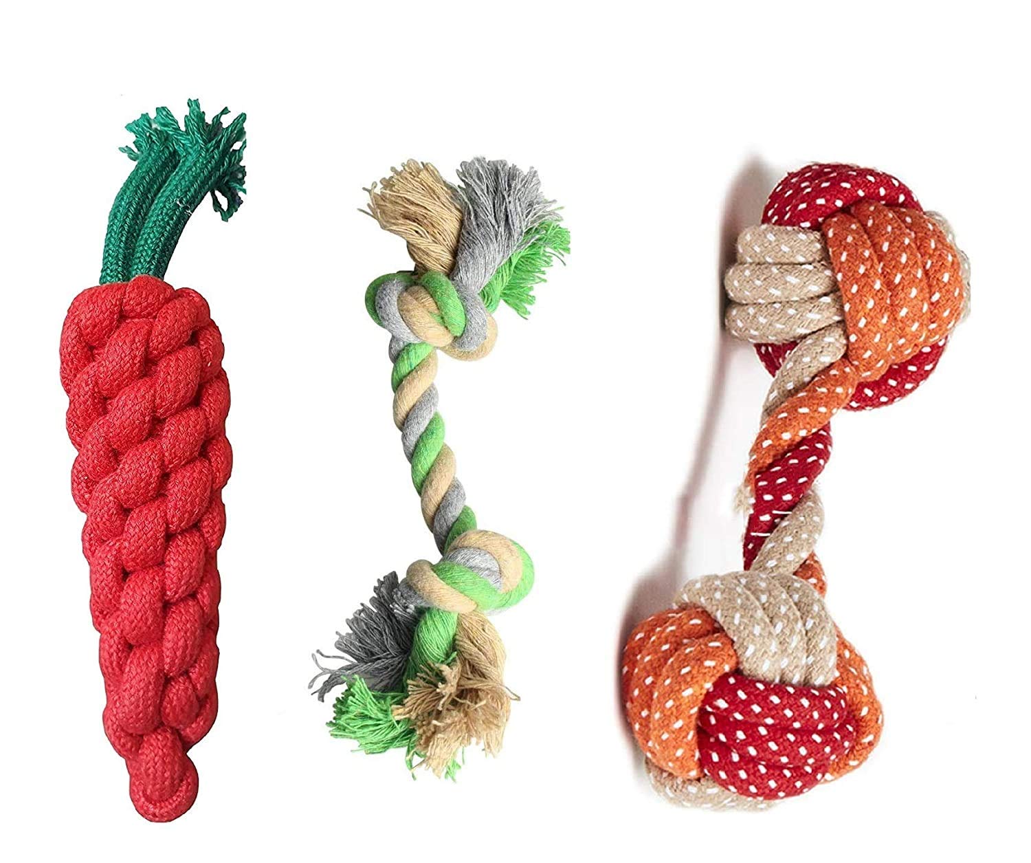 PSK PET MART Combo of 3 Durable Rope Toys for Puppy |2 Knot Rope|Carrot Rope|Dumbbell Rope Toys for Dogs & Puppies (Combo of 3) (B08KPKWLWF) Amazon Price History, Amazon Price Tracker