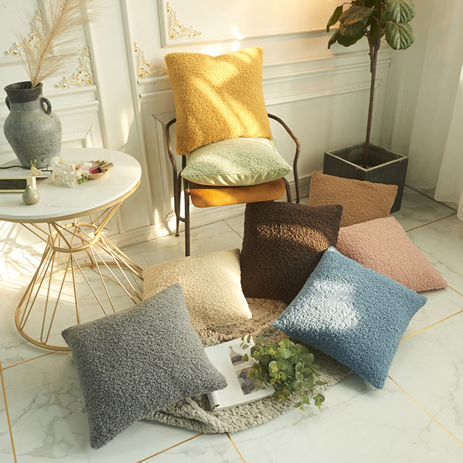 Dasdffvf Plush Fleece Pillow 45x45cm Square Throw Pillow Cushion Covers for Bedroom Dormitory Bed Sofa Decoration