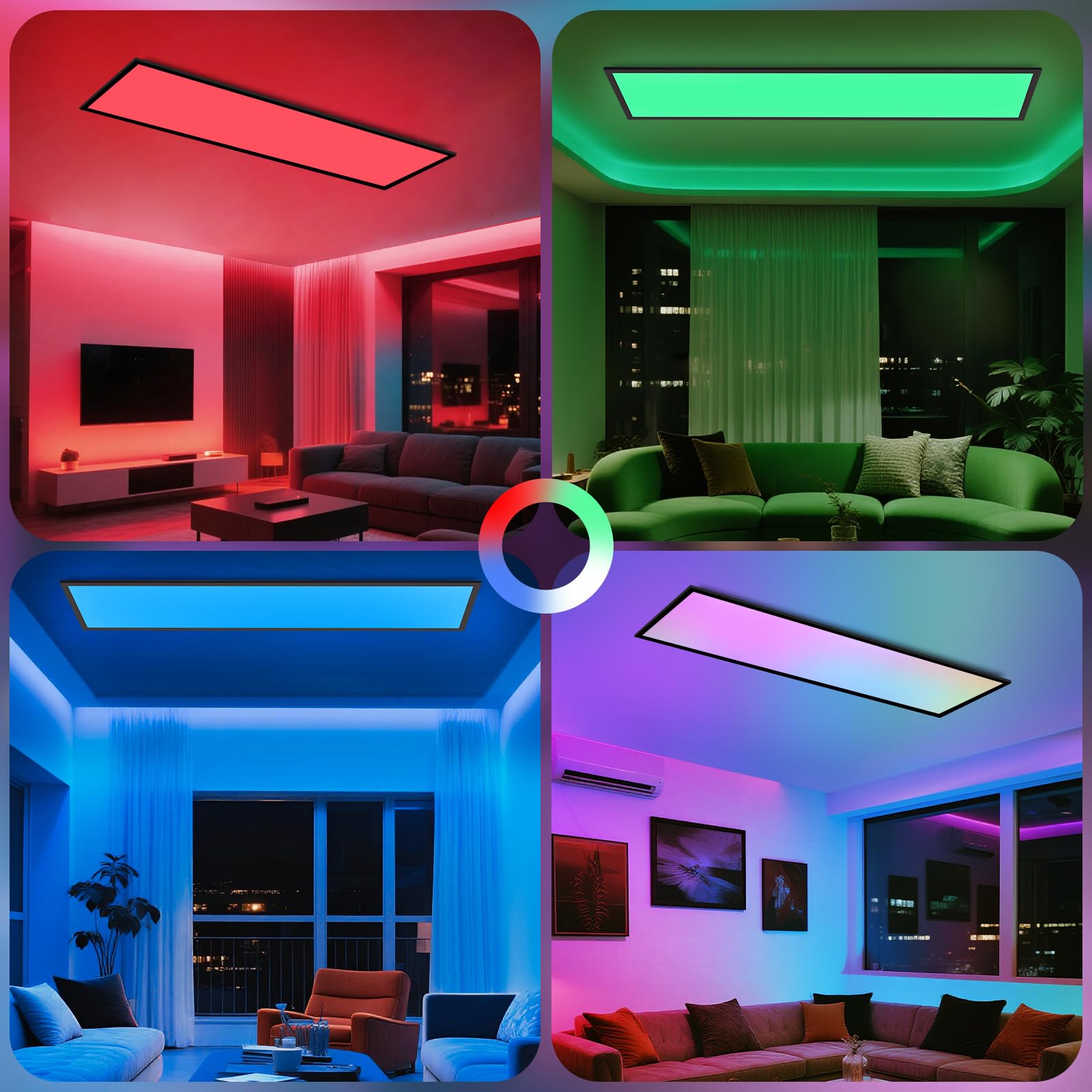 CBJKTX LED Panneau 100x25 Plafonnier plafond à intensité variable RGB