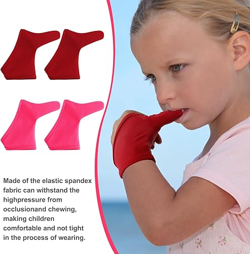Miniatura 3 de Jiuguva 4 guantes de protección para chupar el pulgar para niños, guantes de compresión masticables transpirables para morderse las uñas, para dejar
