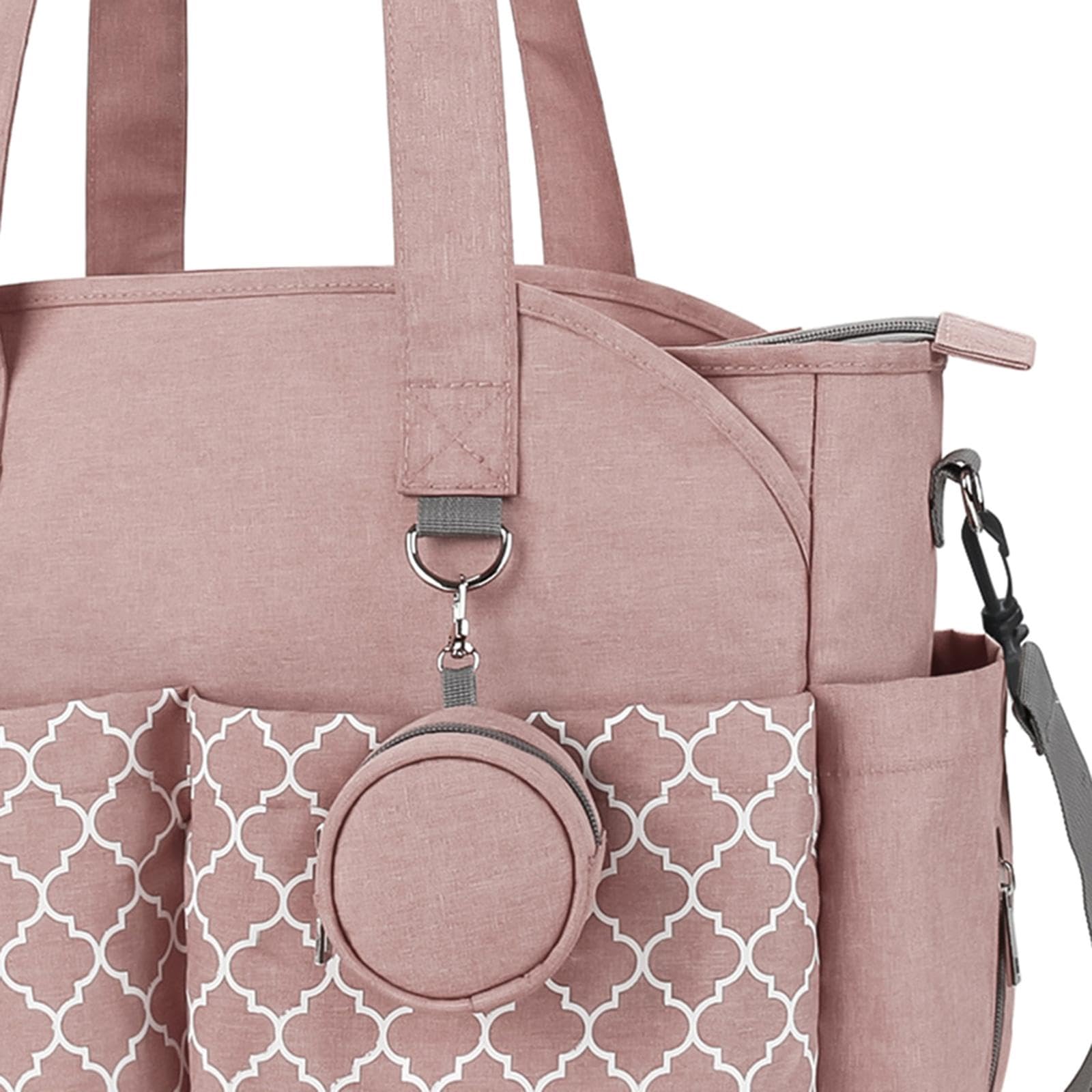 Qianly Borsa maternità in Poliestere, Borsa per Pannolini, Borsetta, Borsa per Pannolini Impermeabile, Borsa Tote, Borsa a Tracolla per Cellulare, Chiavi, Pa, Rosa