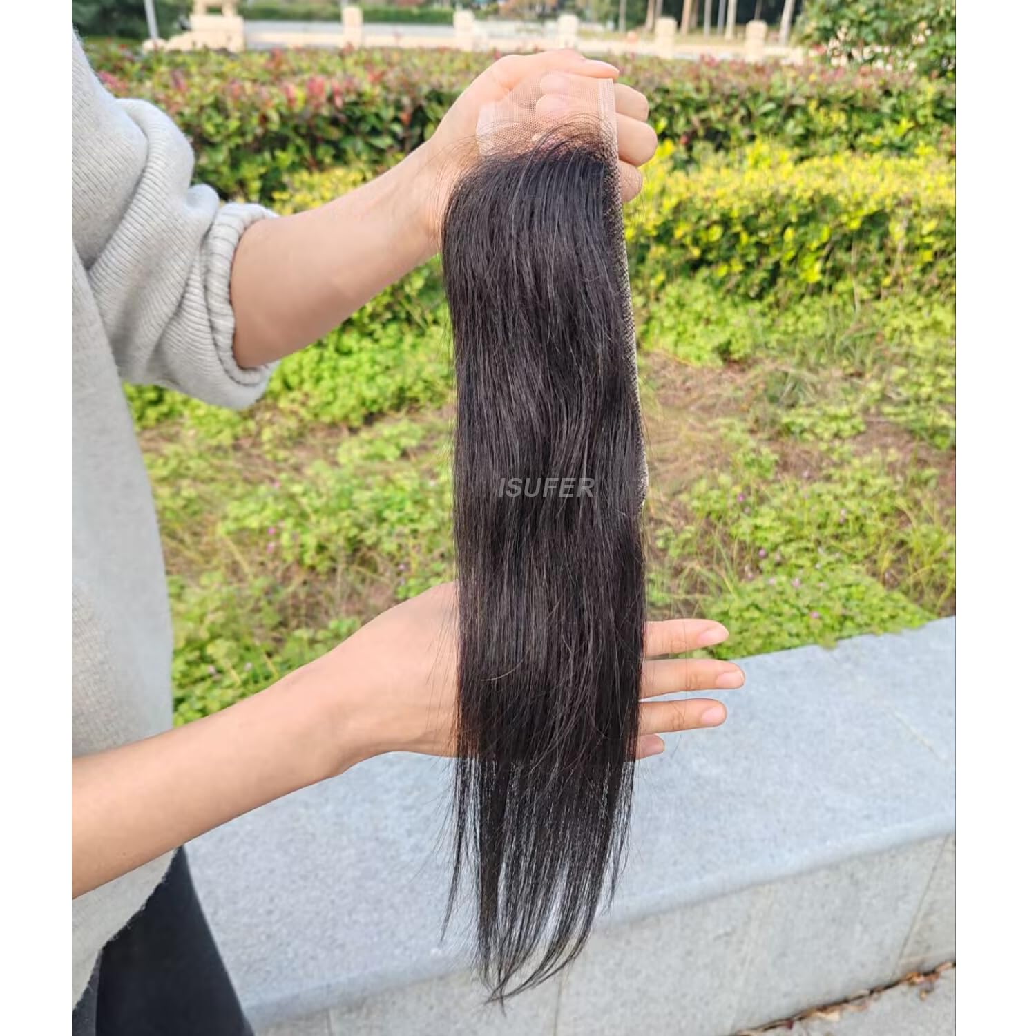2X6 HD Transparent Lace Closure Human Hair Middle Part Straight 16 Inch 100% Brazilian Human Hair 2 By 6 Lace Closure Pre Plucked Baby Hair Natural Hairline High Density Natural Black