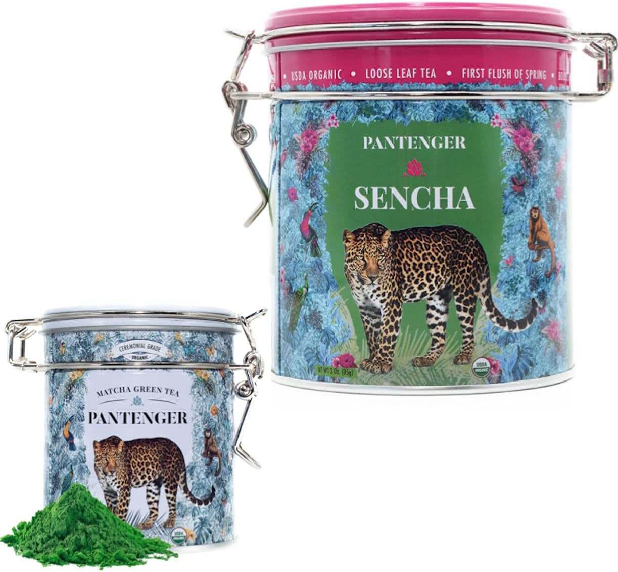 Matcha Ceremonial Grade Tin 1 OZ and Sencha Loose Leaf (3 OZ). First Harvest Tea from Kagoshima Japan. USDA Organic.