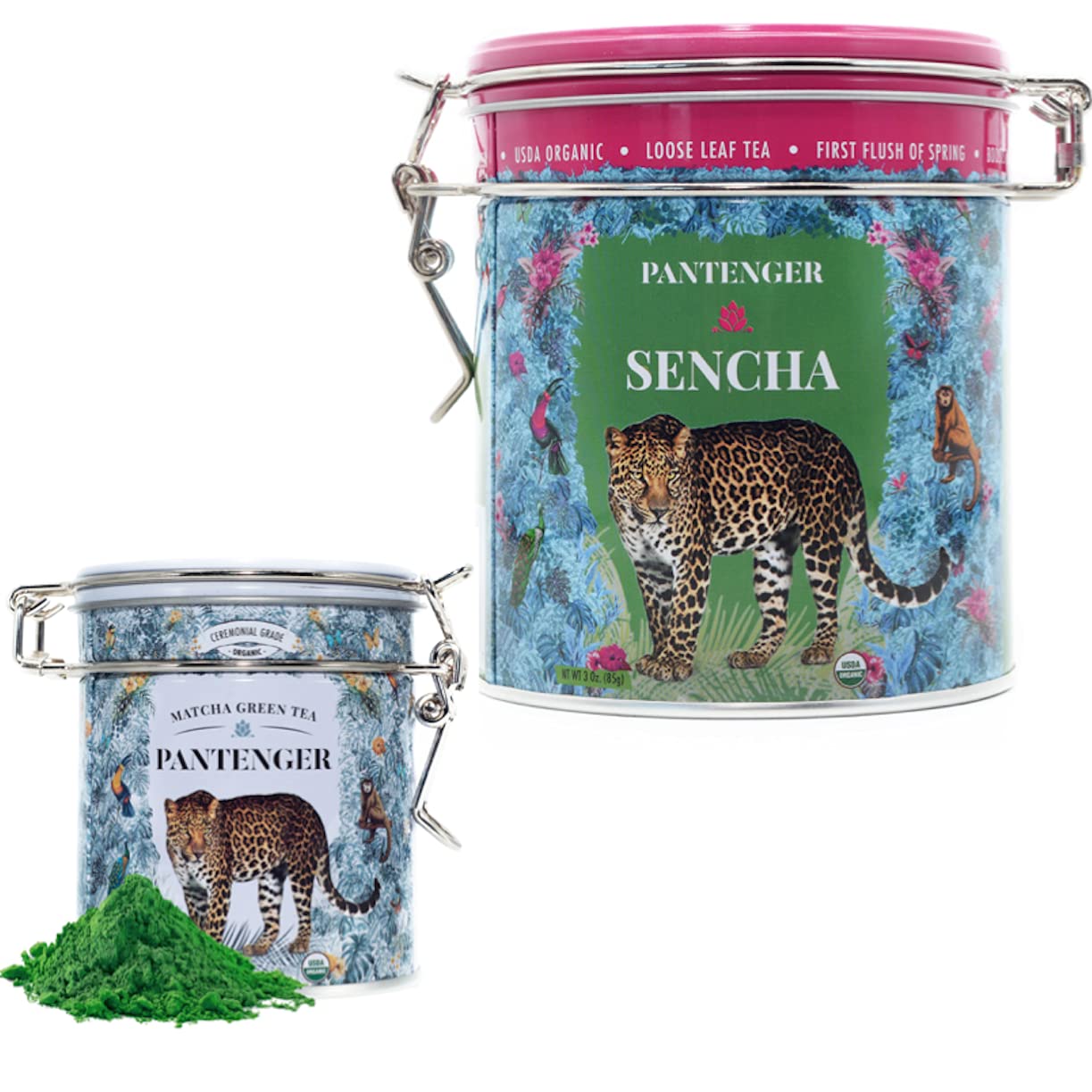 Matcha Ceremonial Grade Tin 1 OZ and Sencha Loose Leaf (3 OZ). First Harvest Tea from Kagoshima Japan. USDA Organic.