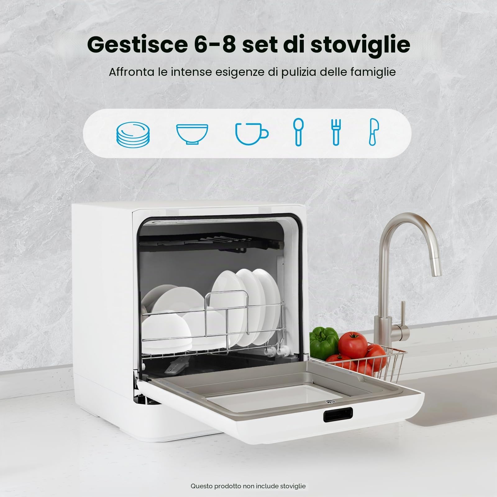 Mini lavastoviglie piccola 43 x 39 x 46 cm Quattro modalità di lavaggio lavastoviglie da tavolo portatile compatta per piccole case, appartamenti, dormitori