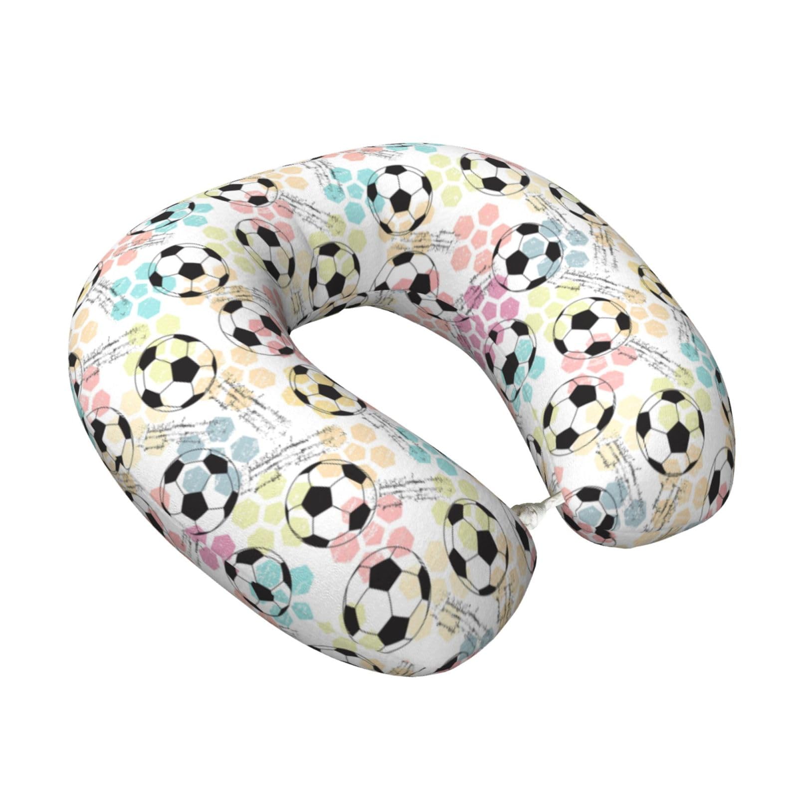 LKYMOH Football Soccer Watercolor, Travel Neck Pillow U-Shaped Memory Neck Support Soft Comfortable With Washable Cover For Airplane Car Traveling and Office