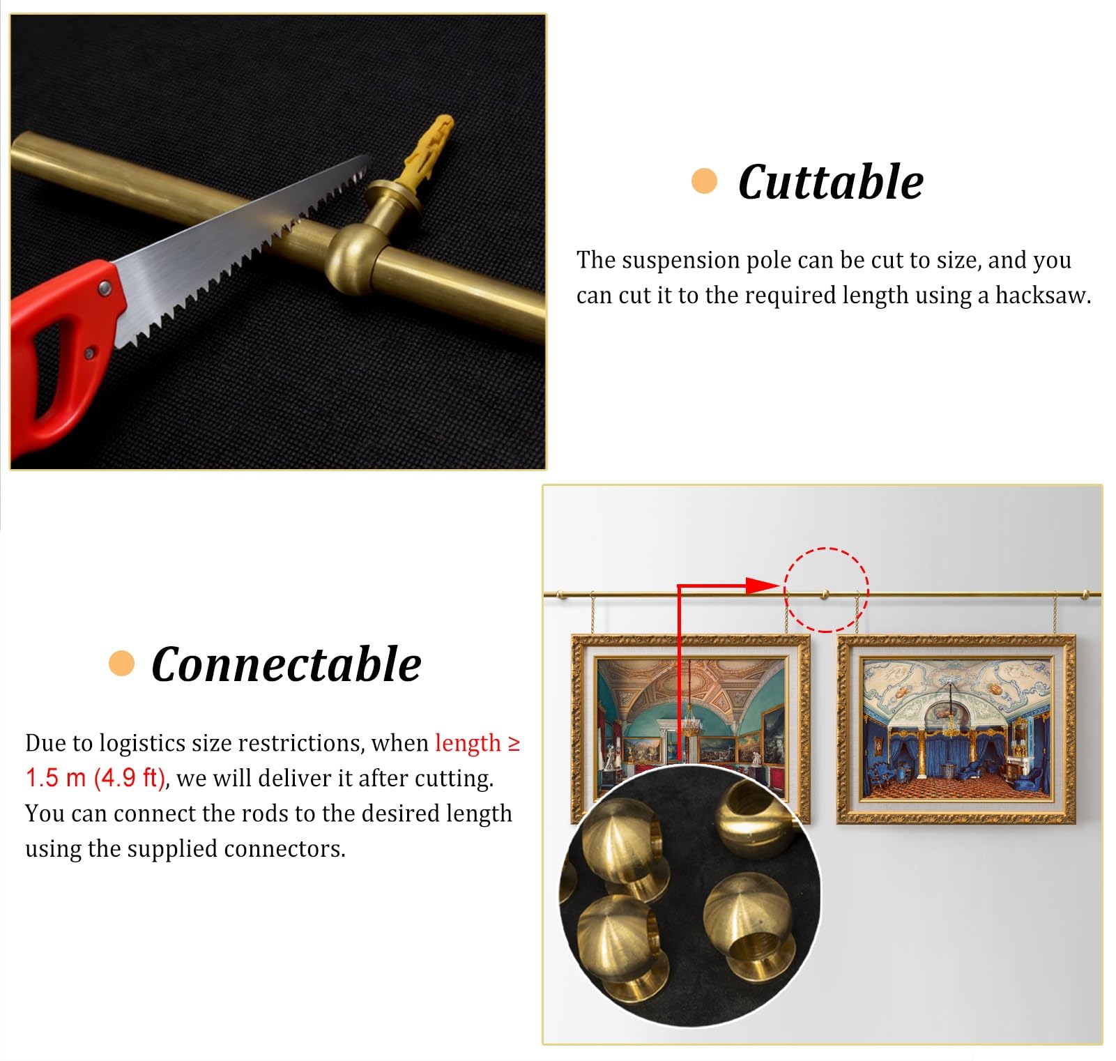 Kit para colgar cuadros con cadenas y ganchos, sistema de riel ajustable para pared de galería, ganchos flexibles para una fácil visualización del marco, adecuado para decoración del hogar