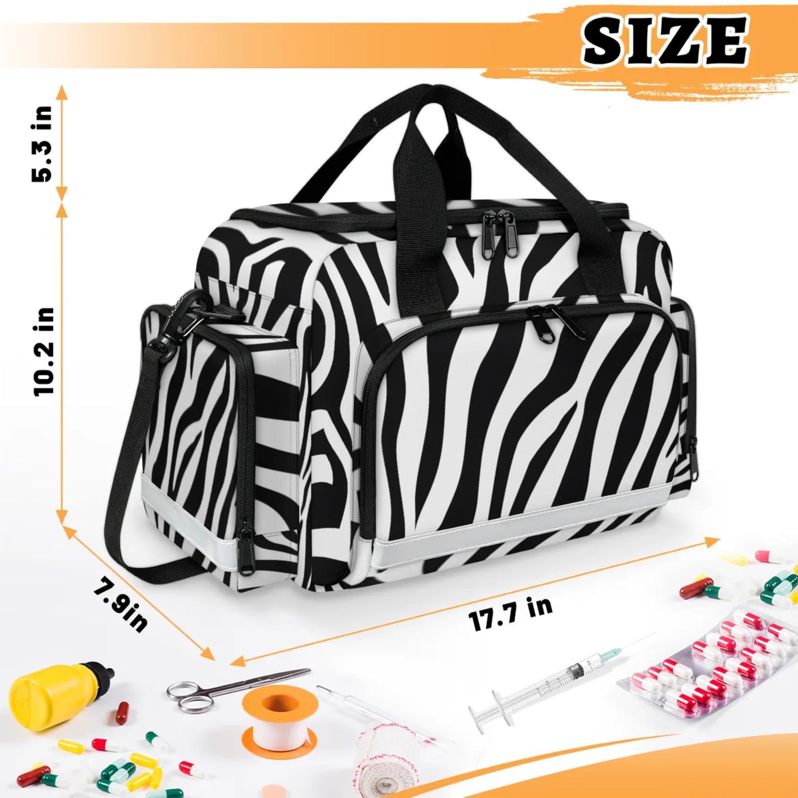 GzLeyigou First Aid Bags Empty, Dynamic Leopard Print Emergency Bag First Aid Kit Multiple Compartment Kit Carrier On Call Trauma Bag For Paramedics Emergency Medical Supplies Kit
