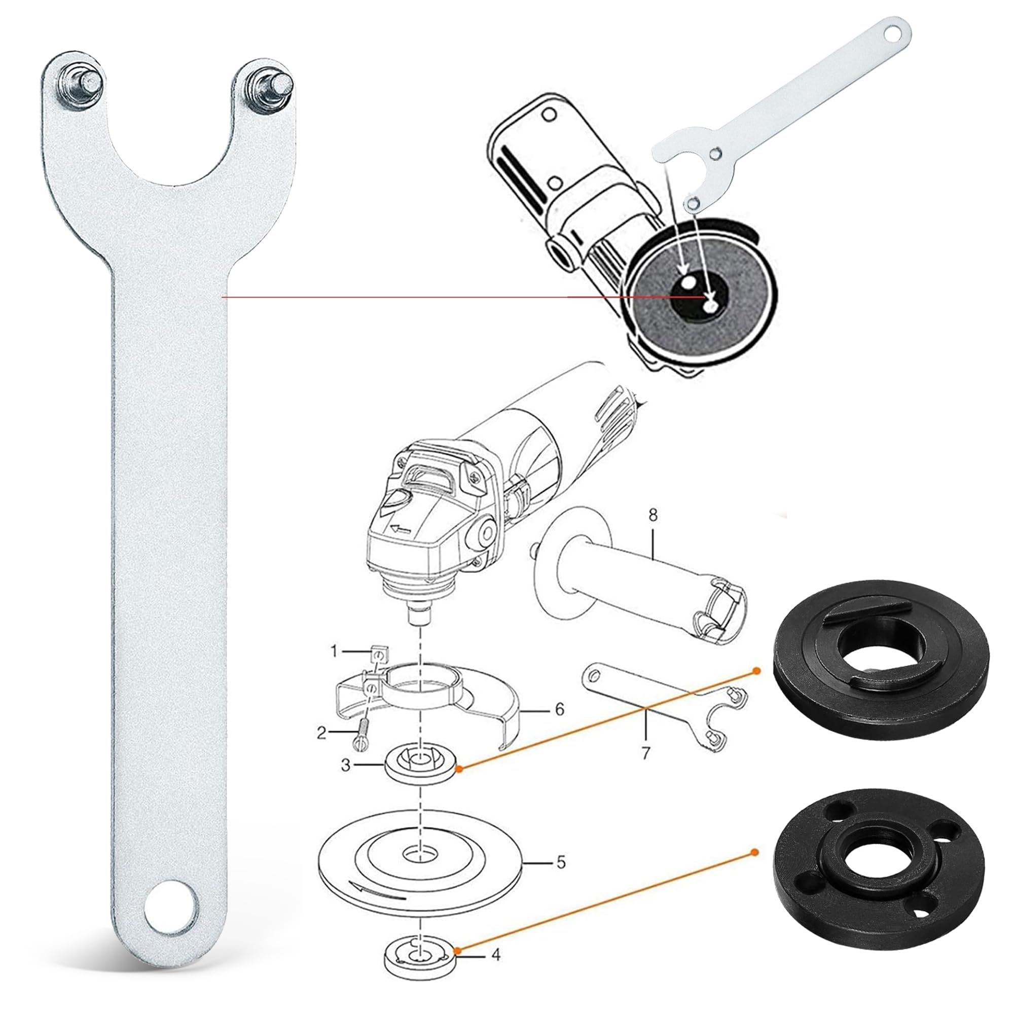 Chiave Per Smerigliatrice Angolare, 1 Paio Di Accessori Per Smerigliatrice Angolare Parti Di Ricambio Per Utensili Elettrici Accessori Per Smerigliatrice Adattatore Per Smerigliatrice Angolare Parte D