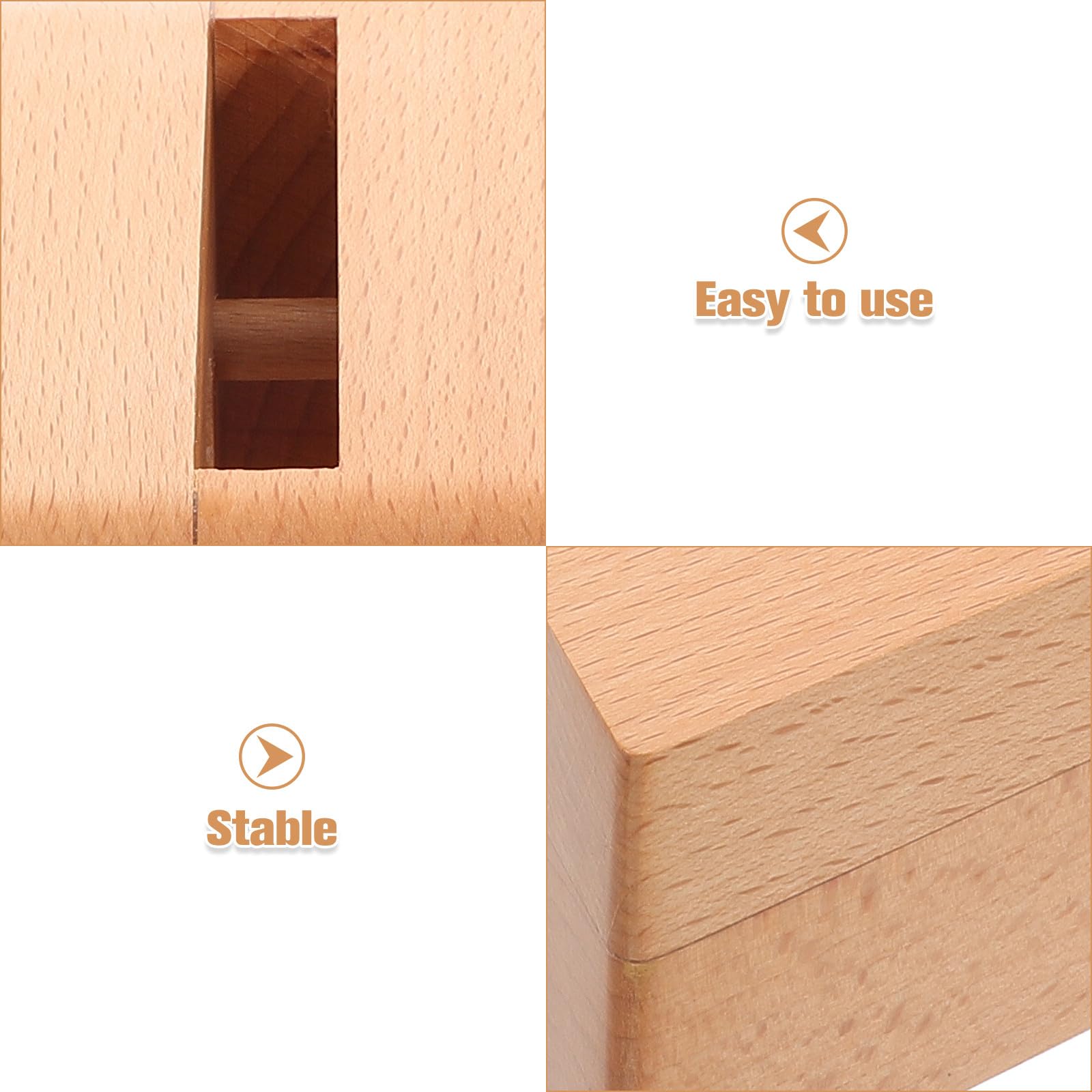 Supporto Cellulare Design Trapezoidale in Legno Amplificatore Acustico Naturale Beige, per Videochiamate e Decorazione da Scrivania