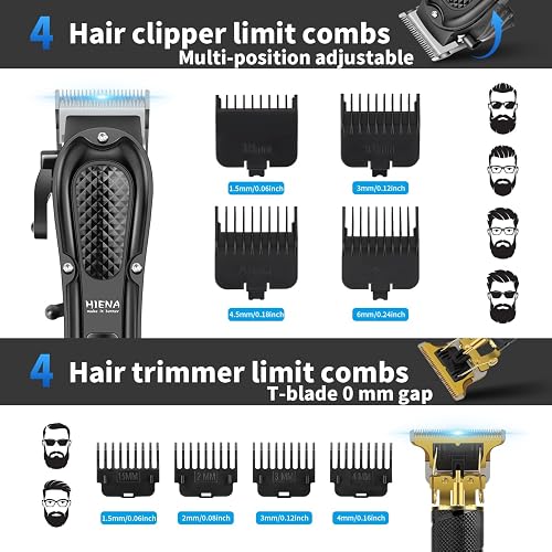 HIENA PRO Tondeuse à cheveux pour homme, sans fil, tondeuse à cheveux, tondeuse à barbe, rasoir à lames, kit complet de rasage et de coupe de cheveux électrique (3 pièces) - 2