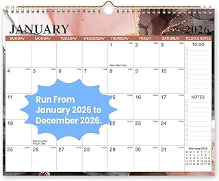 Comix 2026 Wall Calendar 14x11 Inch- 12 Monthly Calendar, January 2026 to December 2026, Hanging Calendar with Spiral Binding Week Numbers, Fluid Art