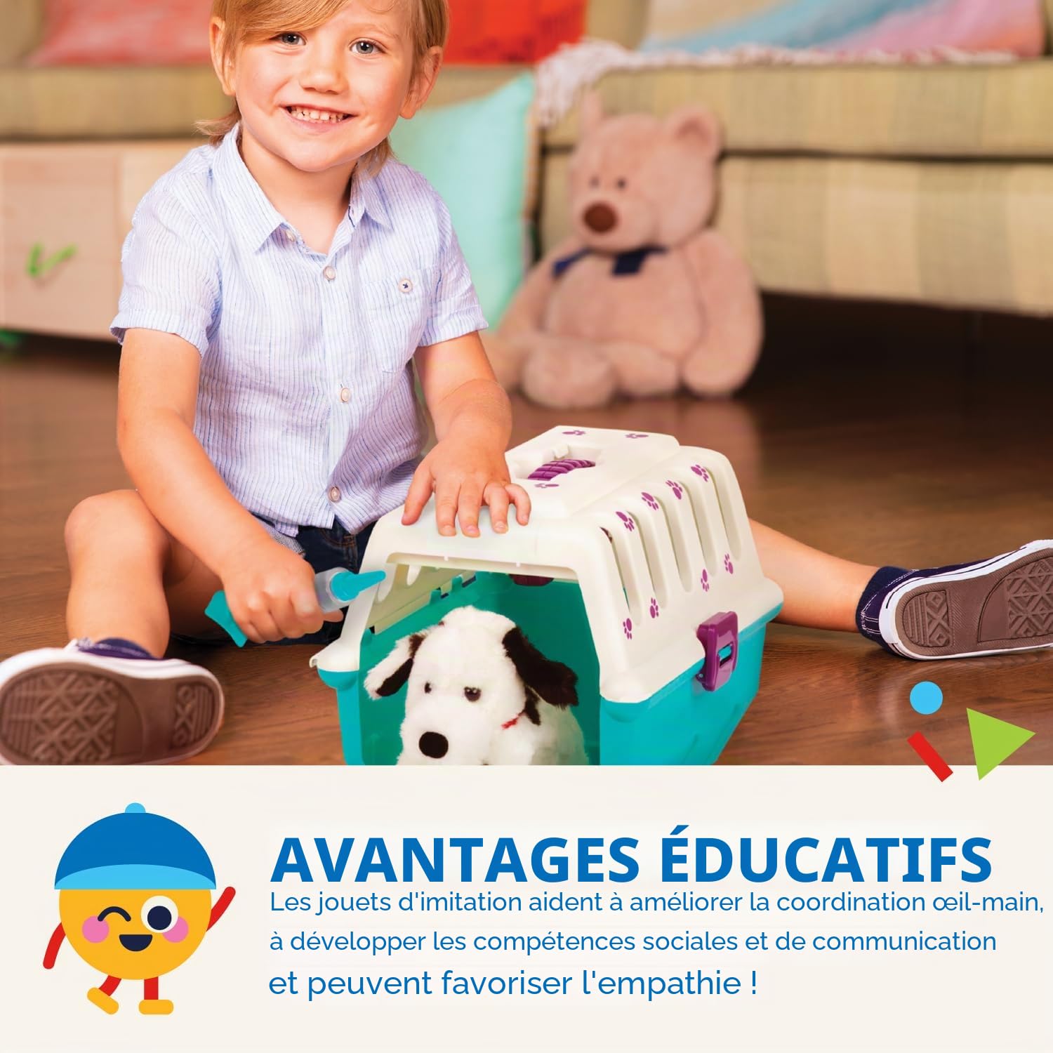 Battat - Kit vétérinaire pour dalmatiens - Jouet Vet pour Jouer à Faire Semblant - Jeu de Soins pour Chiens - Chiot en Peluche et Porte-bébé - Ensemble vétérinaire pour Enfants - 2 Ans et +