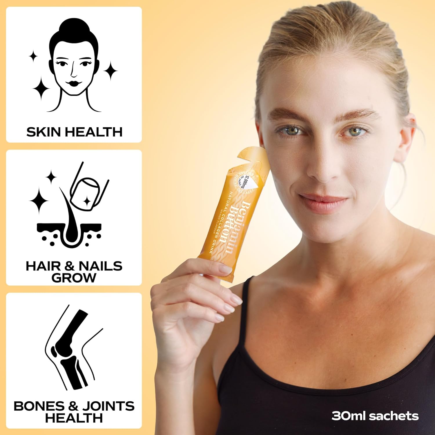 12,000mg Marine Collagen Liquid Shots| High Strength Hydrolyzed Marine Collagen Peptides w/Hyaluronic Acid & Vitamin C for Skin, Hair & Joints | Mango, 14 Daily Servings 30ml - Image 7