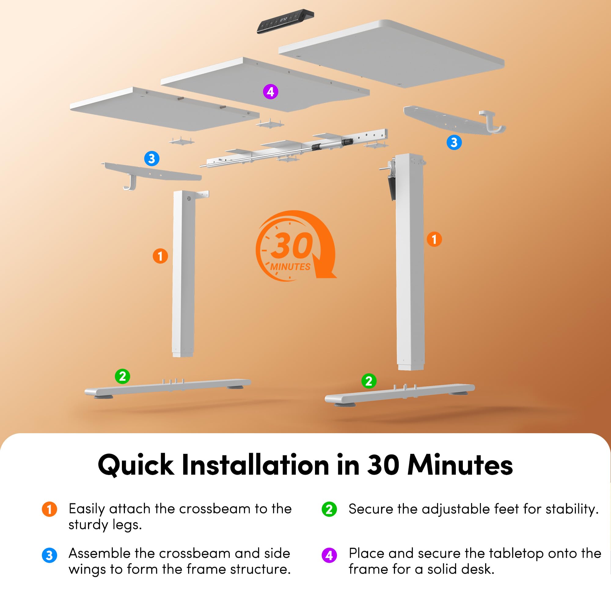 FEZIBO Schreibtisch Höhenverstellbar Elektrisch mit USB-A und USB-C-Ladeanschlüssen,120 x 60 cm,Steh-Sitz-Schreibtisch,Standing Desk,Weiß