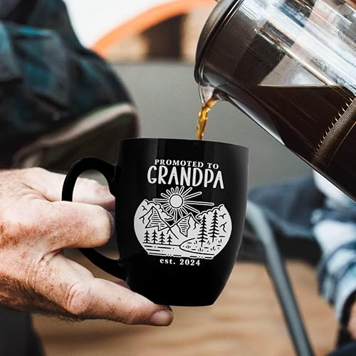 Miniatura 6 de PlaqueMaker Taza de café Bistro de cerámica personalizada, texto grabado con láser, 16 onzas (negro)