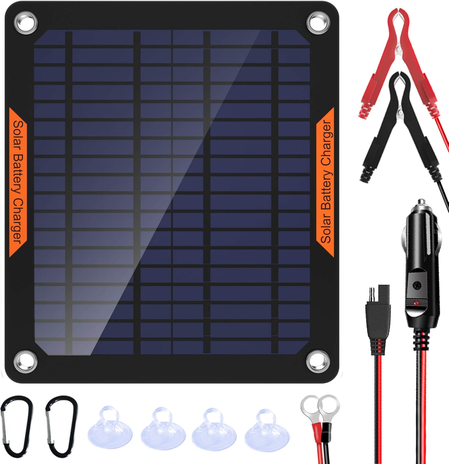 POWISER 20W 12V Solar Panel Car Battery Charger Portable Waterproof Power Trickle Battery Charger & Maintainer for Car Boat Automotive RV with Cigarette Lighter Plug & Alligator Clip : Patio, Lawn & Garden