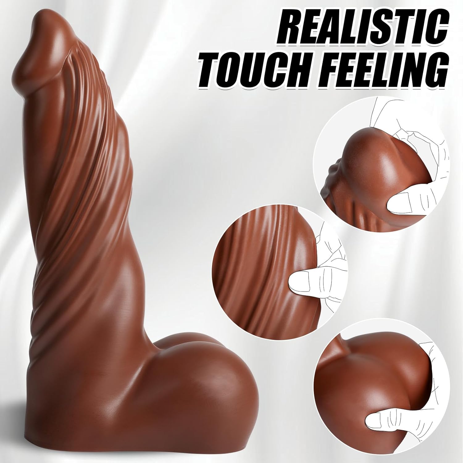 16.1 Inch Huge Thick Dildo Realistic,3.9 Inch Diameter Massive Dildo Brown with Suction Cup,Giant Adult Sex Toy for Women Men Couples Games