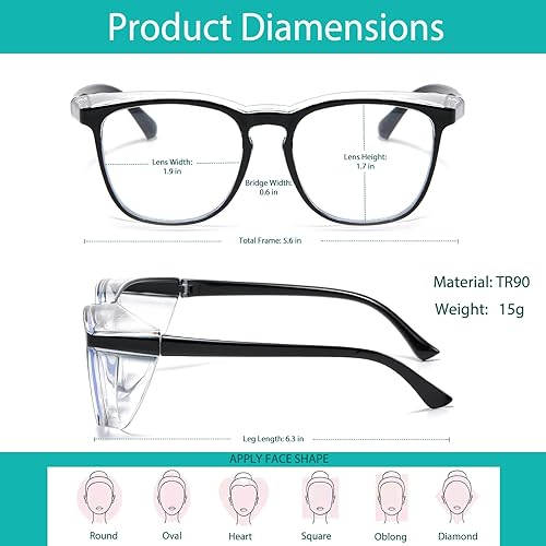 Miniatura 5 de Feaglo Lentes de seguridad, antivaho para mujeres y hombres, bloqueo de luz azul, elegantes gafas de protección para los ojos, escudo lateral