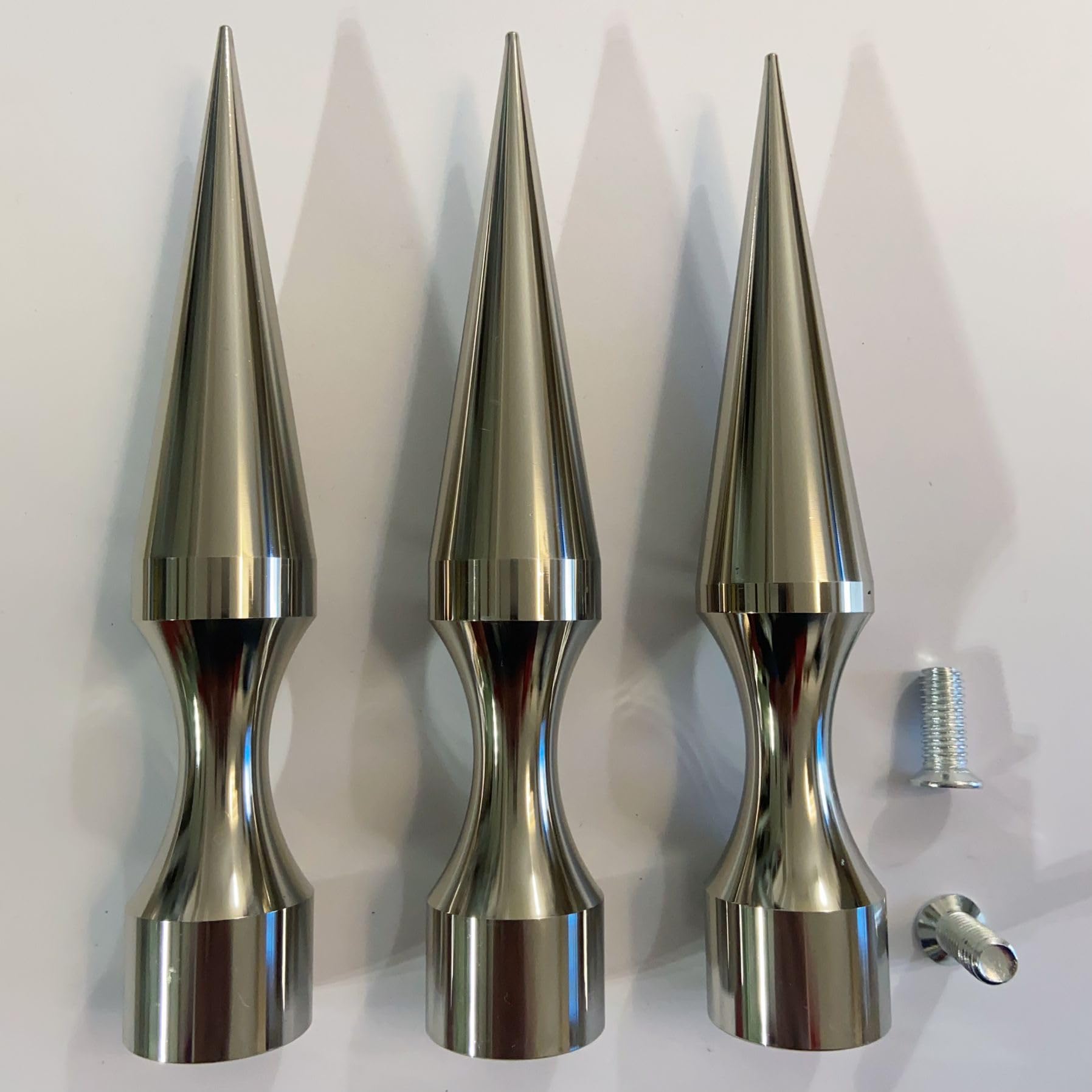 Generic Super Giant Tree Spikes - Diameter 29mm, Height 165mm - Aluminum Base Material - Ideal for Denim and Leather Crafting - Conical Top with Screw-Back Attachment - Silver Finish - Pack of 10